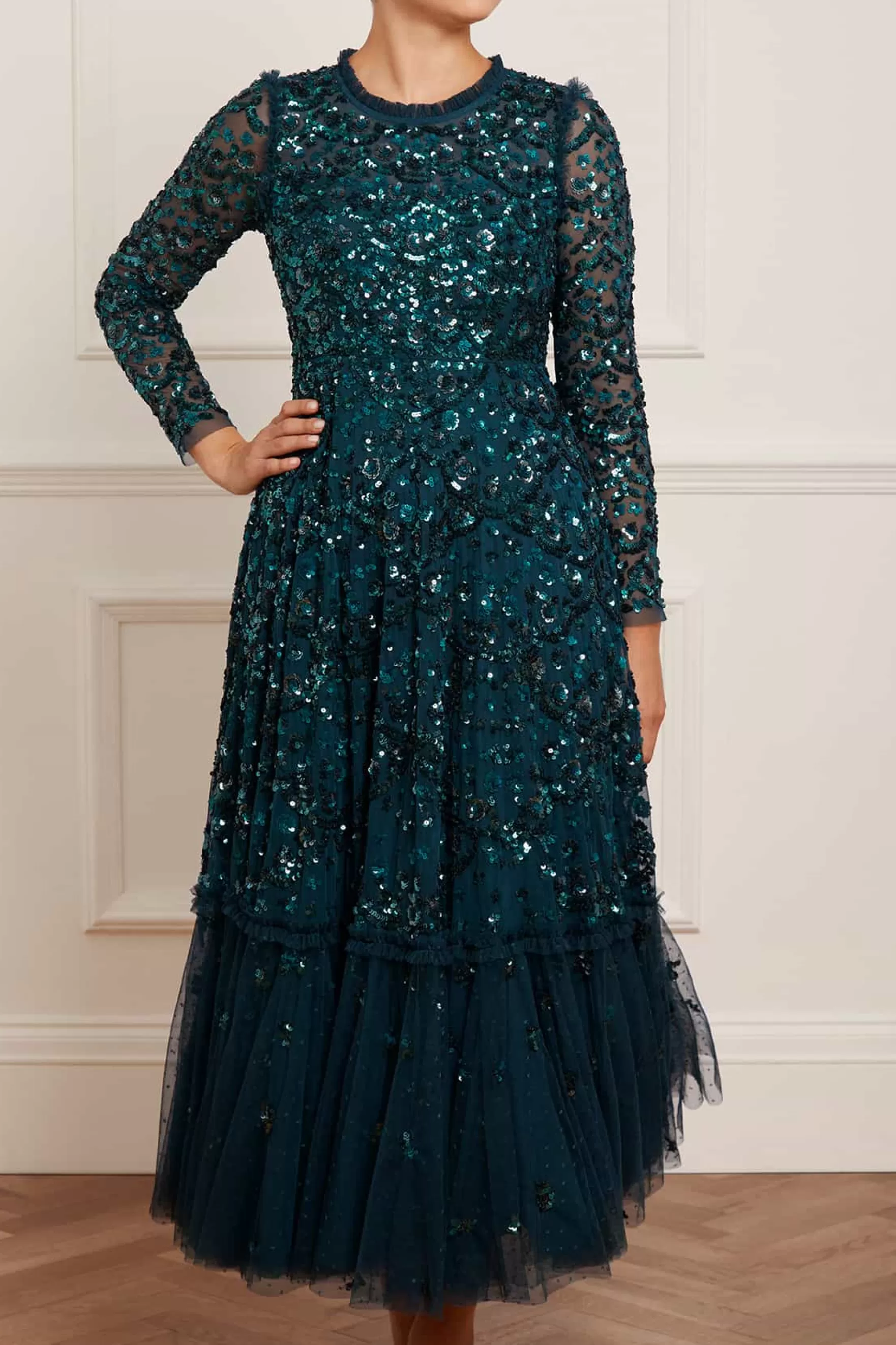 Needle & Thread Mummy & Me | Mummy & Me>Alina Sequin Ankle Gown Green