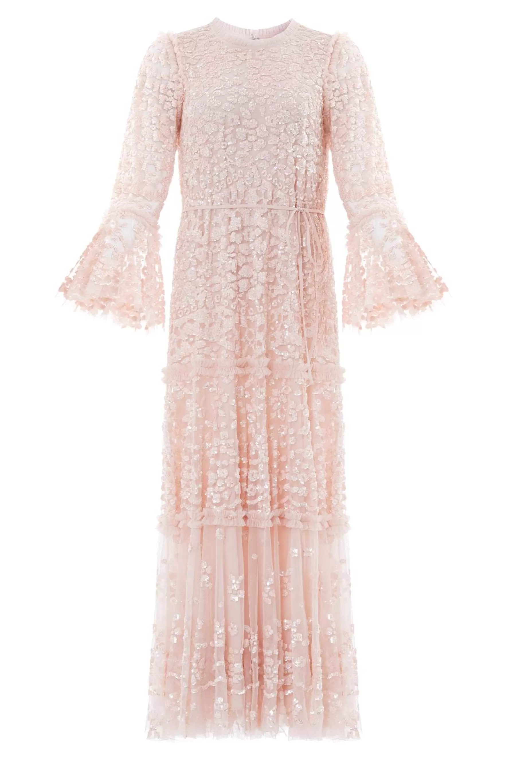 Needle & Thread Mother of the Bride | Plus Size>Annie Sequin Tiered Ankle Gown Pink