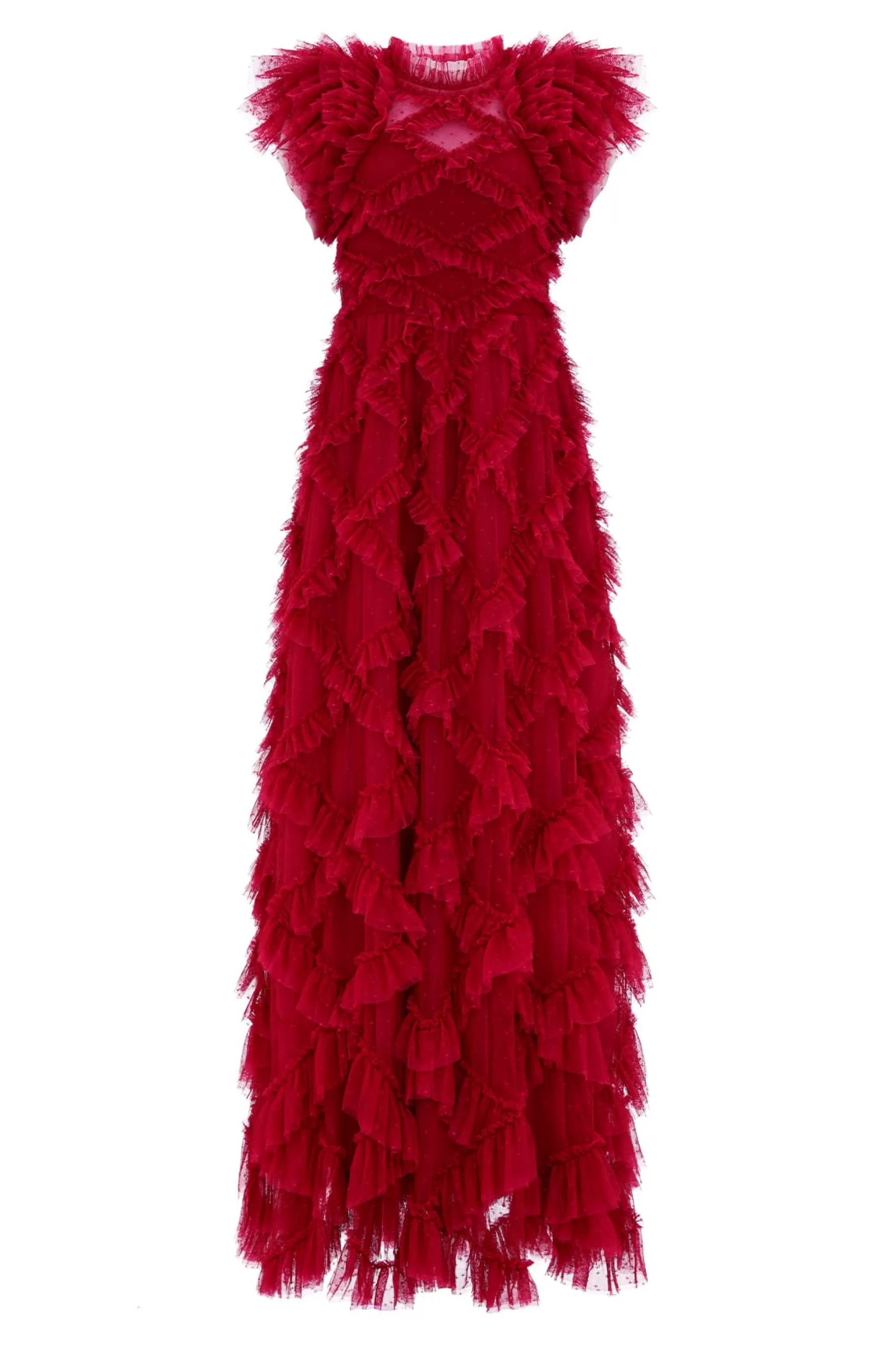 Needle & Thread Plus Size | Evening Dresses>Genevieve Ruffle Gown Red