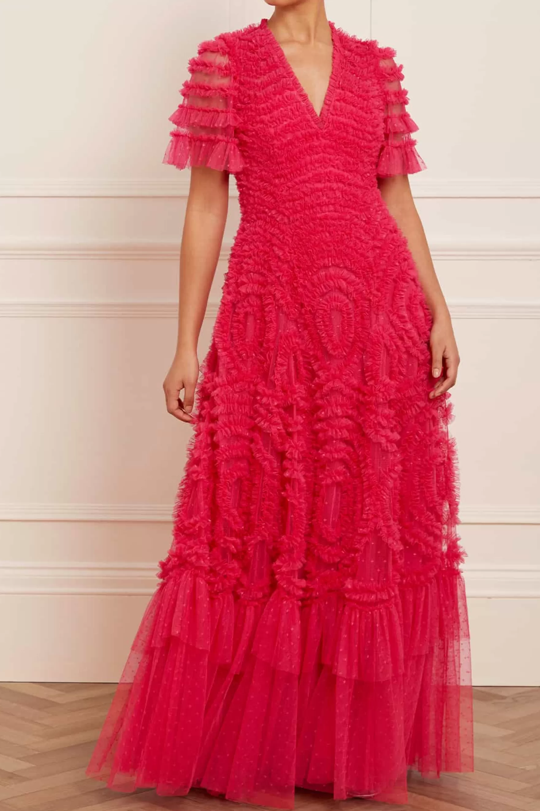 Needle & Thread Mother of the Bride | Mummy & Me>Verity Ruffle V-Neck Gown Pink