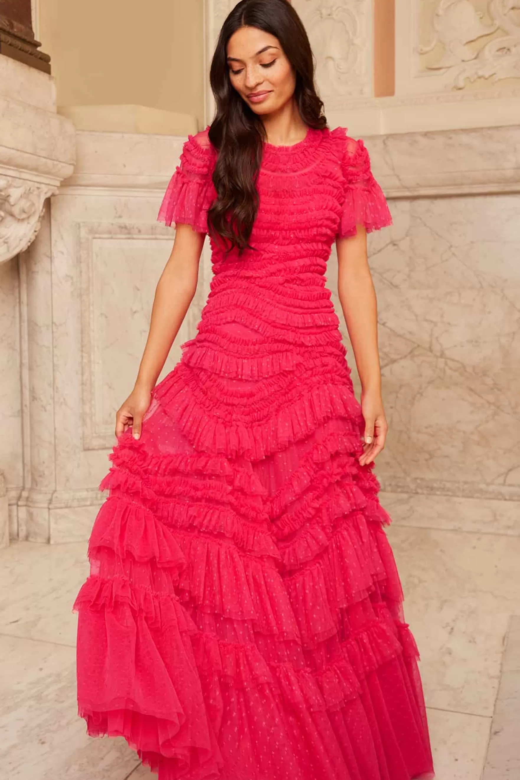 Needle & Thread Mother of the Bride | Mummy & Me>Wild Rose Short Sleeve Gown Pink